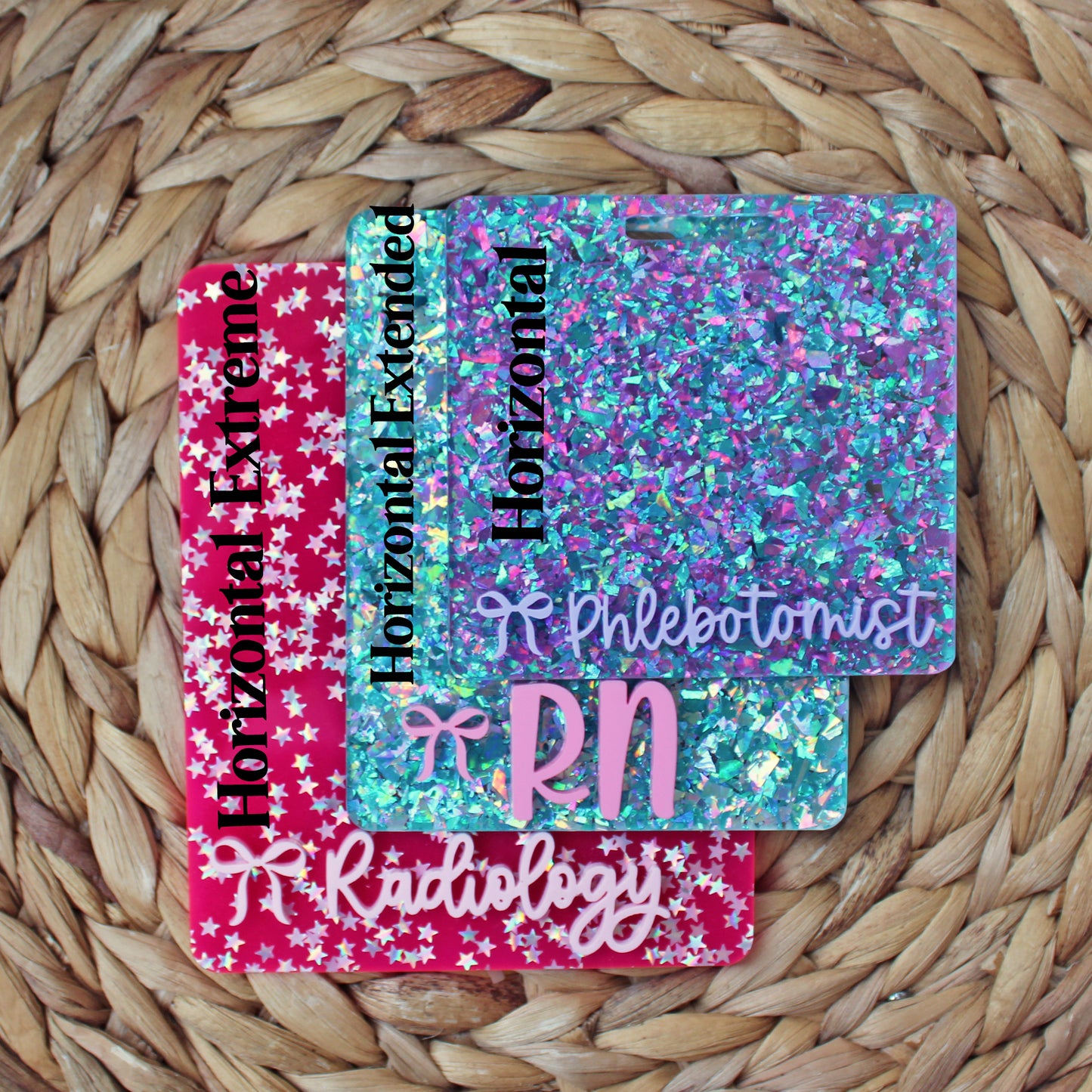 Bow Custom Acrylic Badge Buddy, with Extended sizes