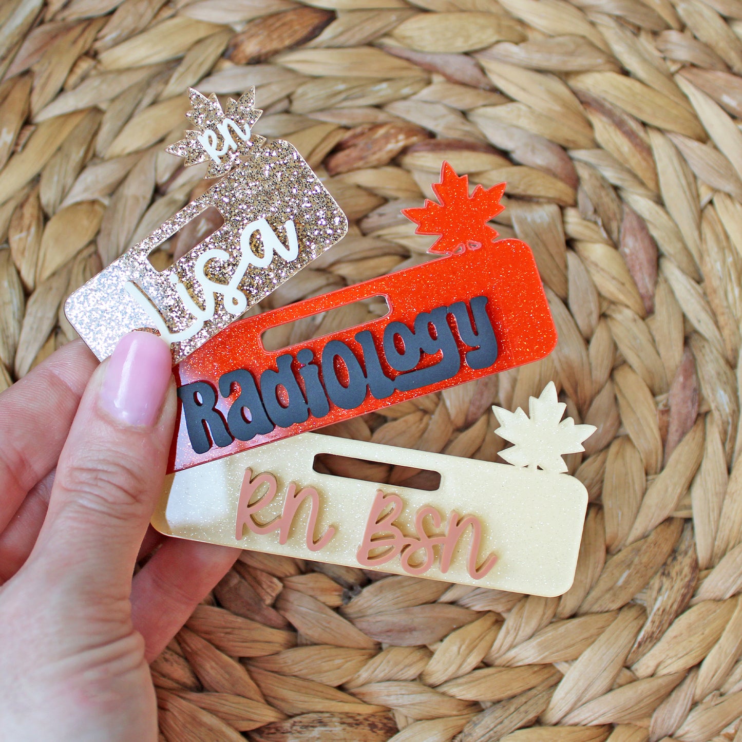 Leaf Acrylic Badge Topper
