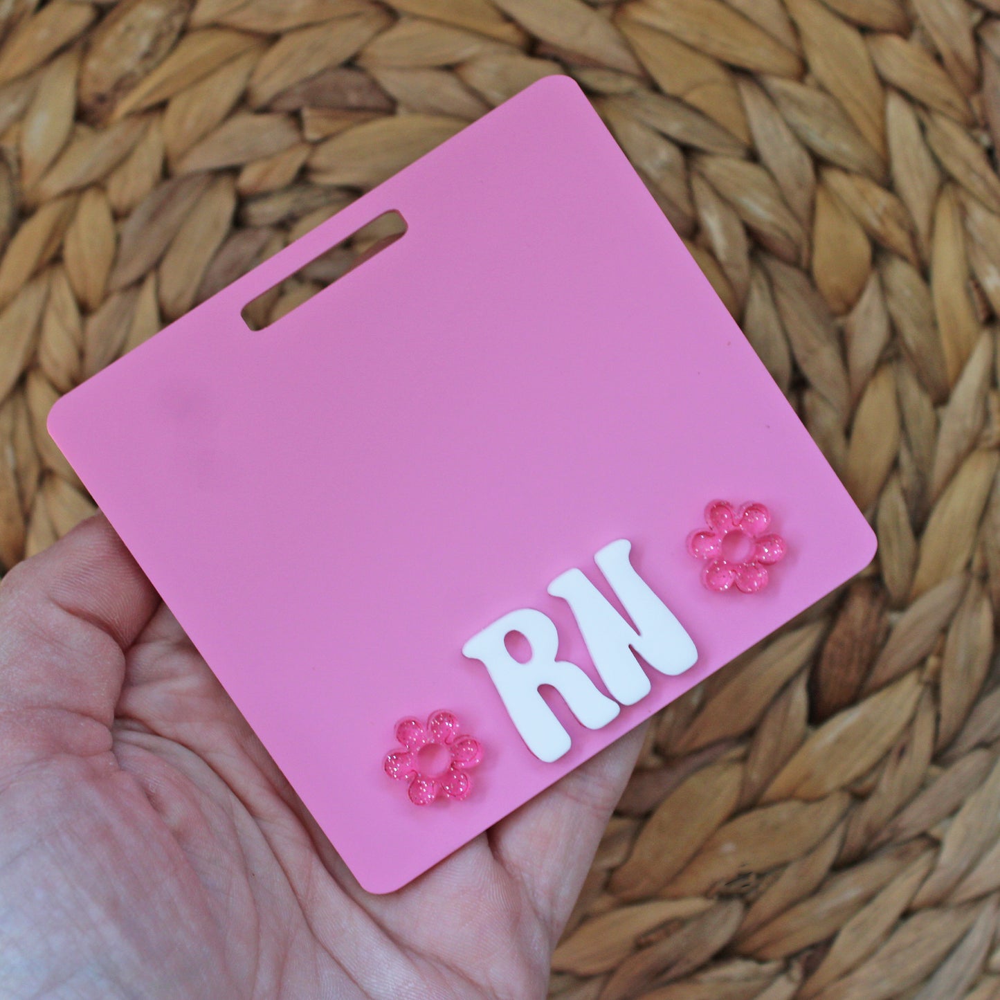 Flower Custom Acrylic Badge Buddy, with Extended sizes