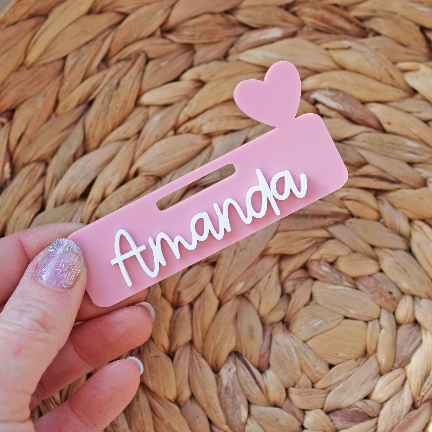 Custom Acrylic Badge Topper With Heart