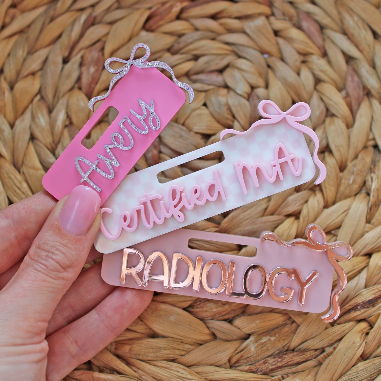 Bow Custom Acrylic Badge Topper