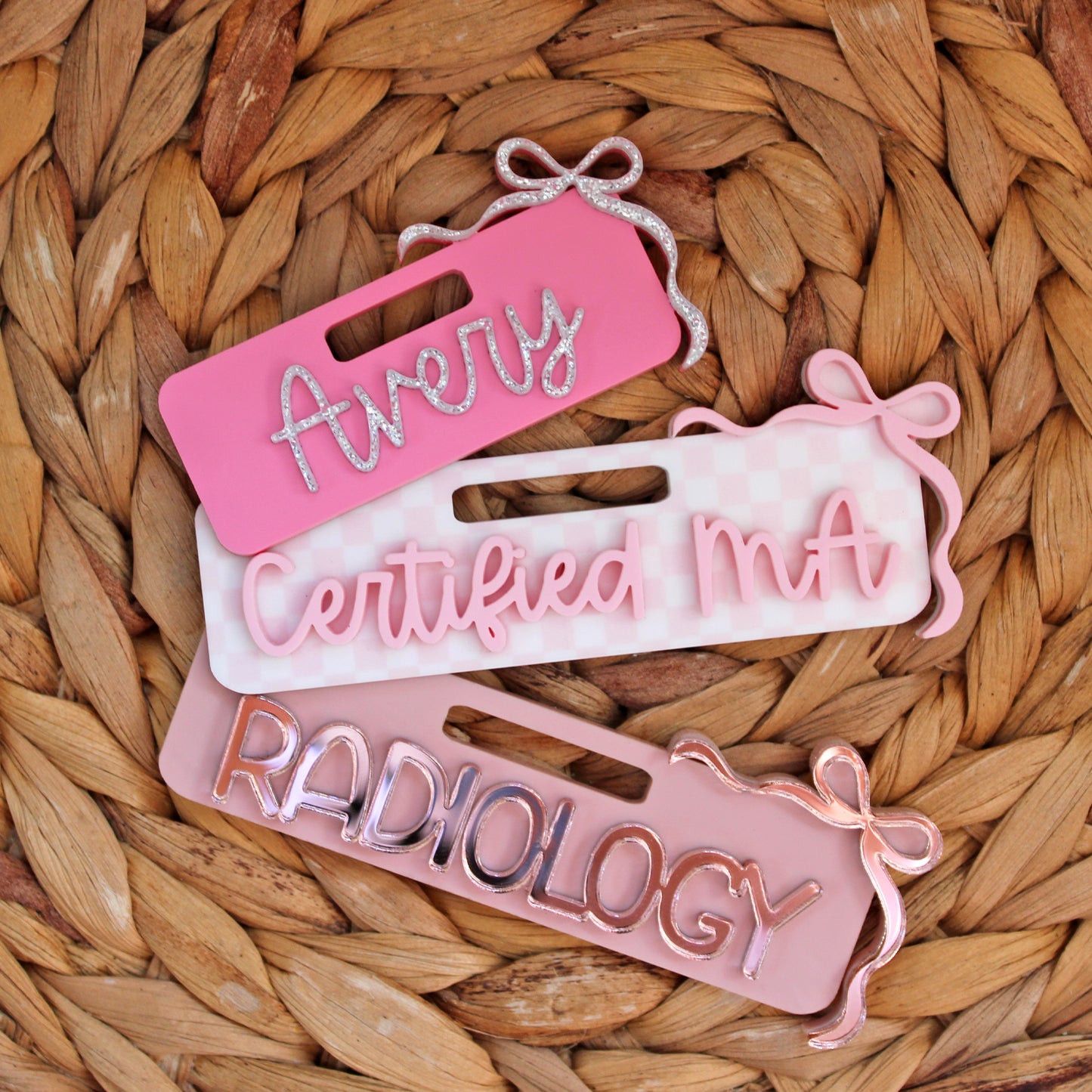 Bow Custom Acrylic Badge Topper