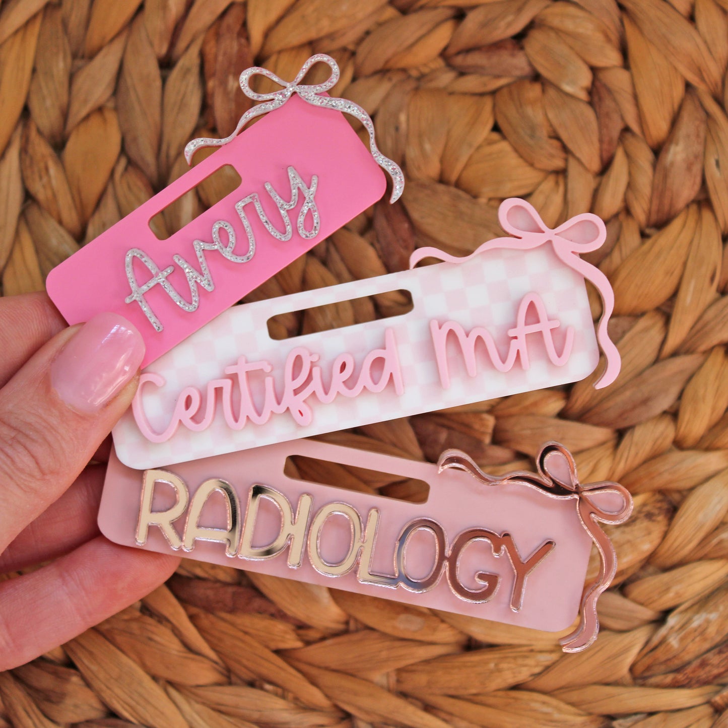 Bow Custom Acrylic Badge Topper