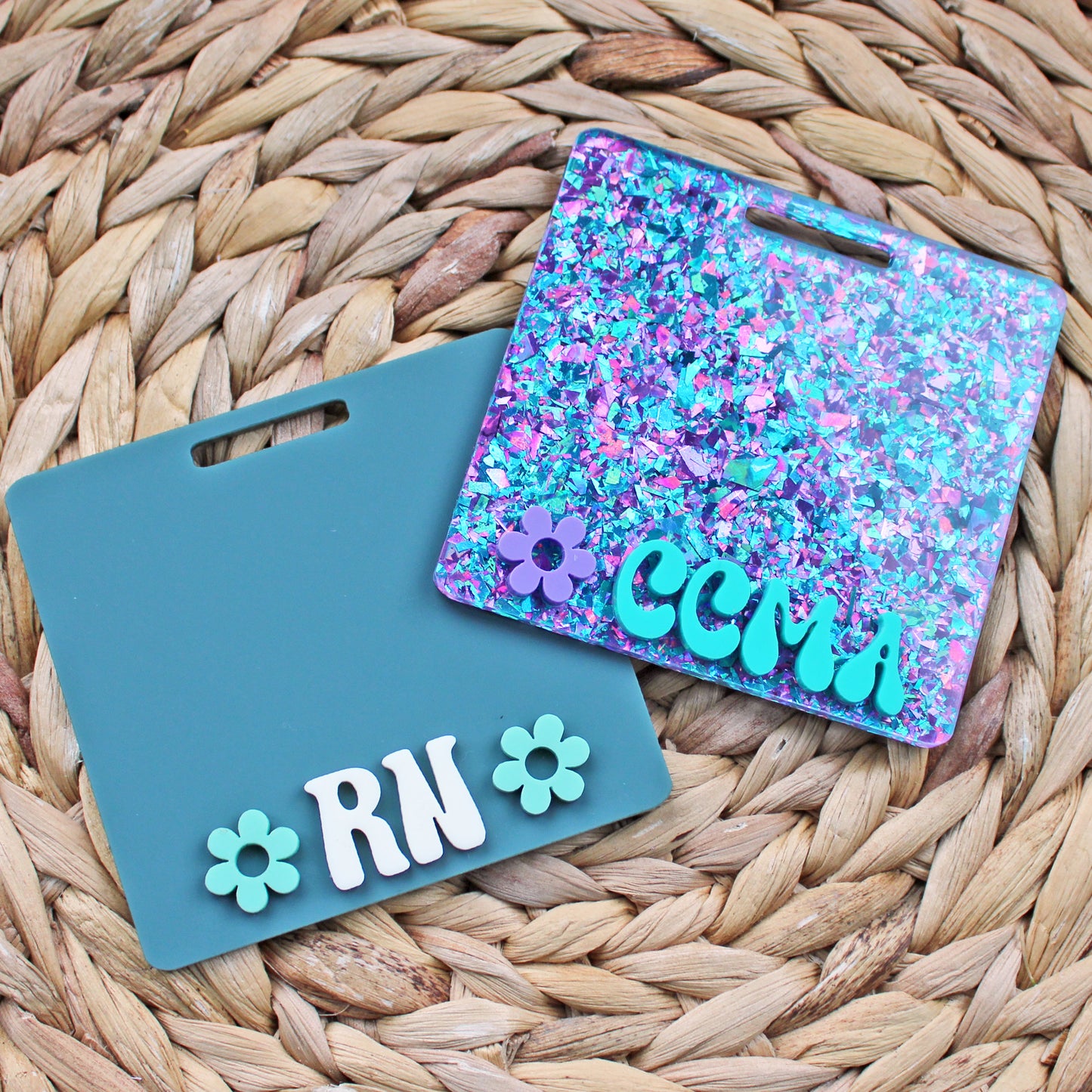 Flower Custom Acrylic Badge Buddy, with Extended sizes