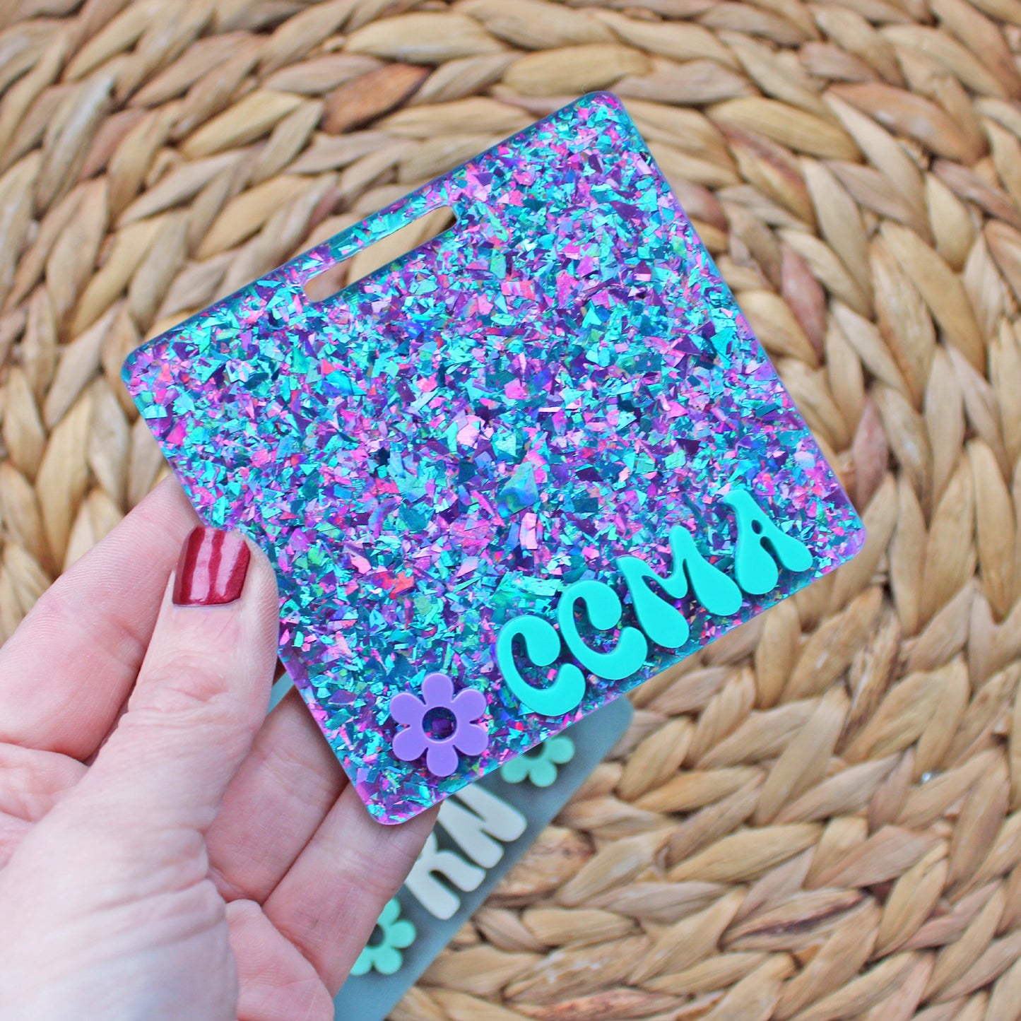 Flower Custom Acrylic Badge Buddy, with Extended sizes