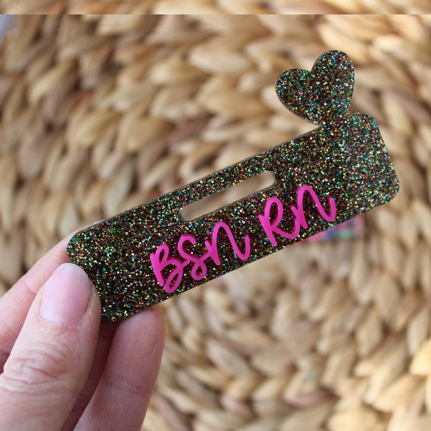 Custom Acrylic Badge Topper With Heart