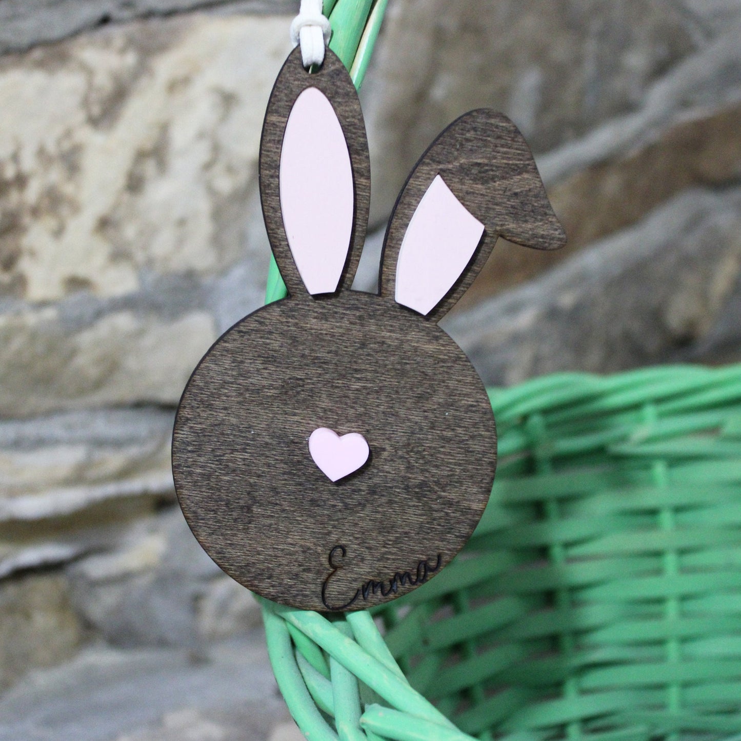 Easter Basket Name Tag, Bunny Name Tag, Minimalist Name Tag, Wooden Bunny Name Tag, Easter Tags, Kids Wood Name Tag, Engraved wood tag