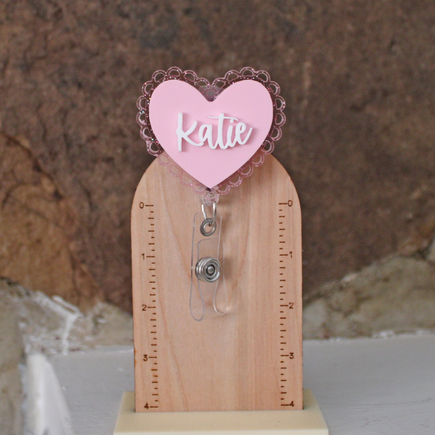 Lacey Heart Name Badge Reel