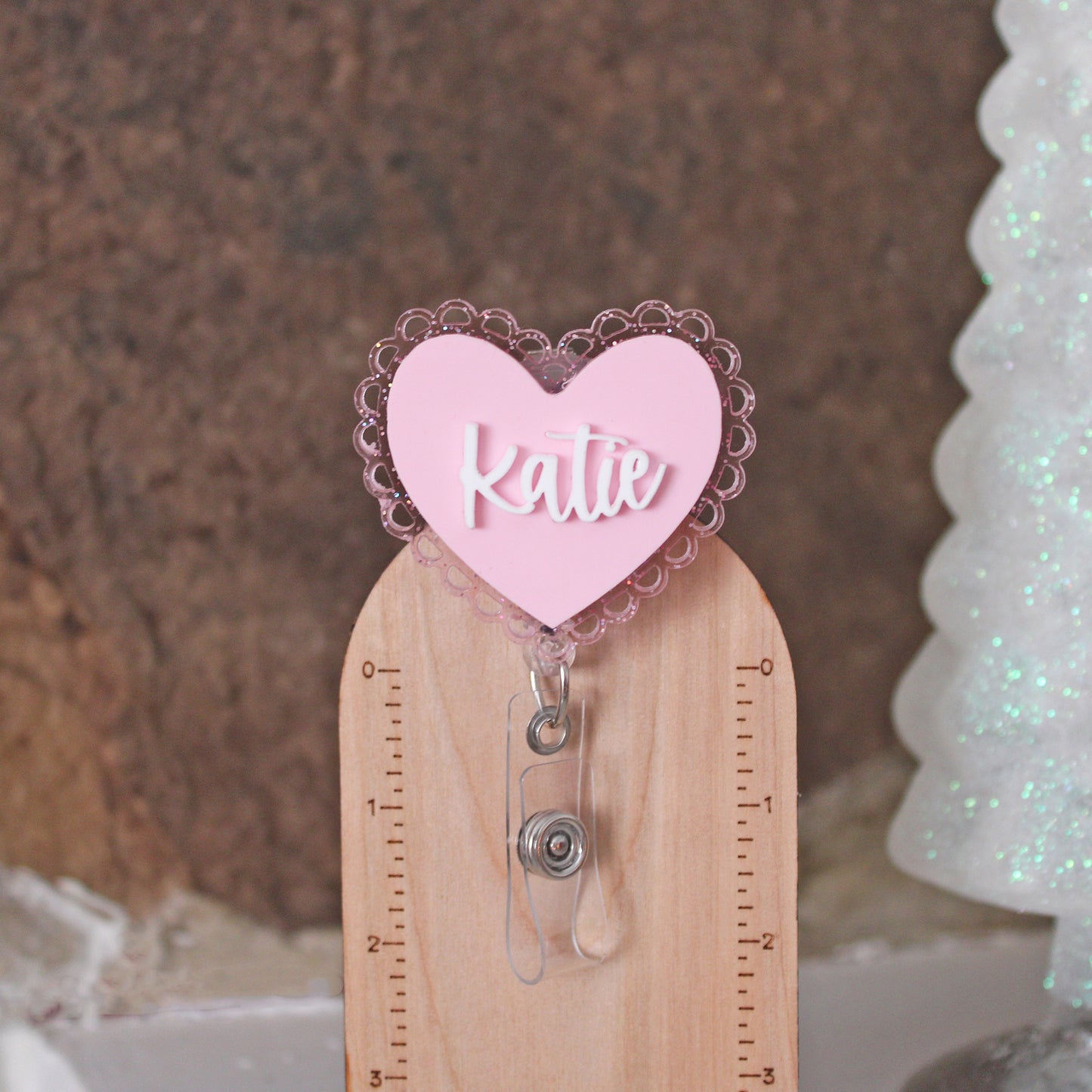Lacey Heart Name Badge Reel