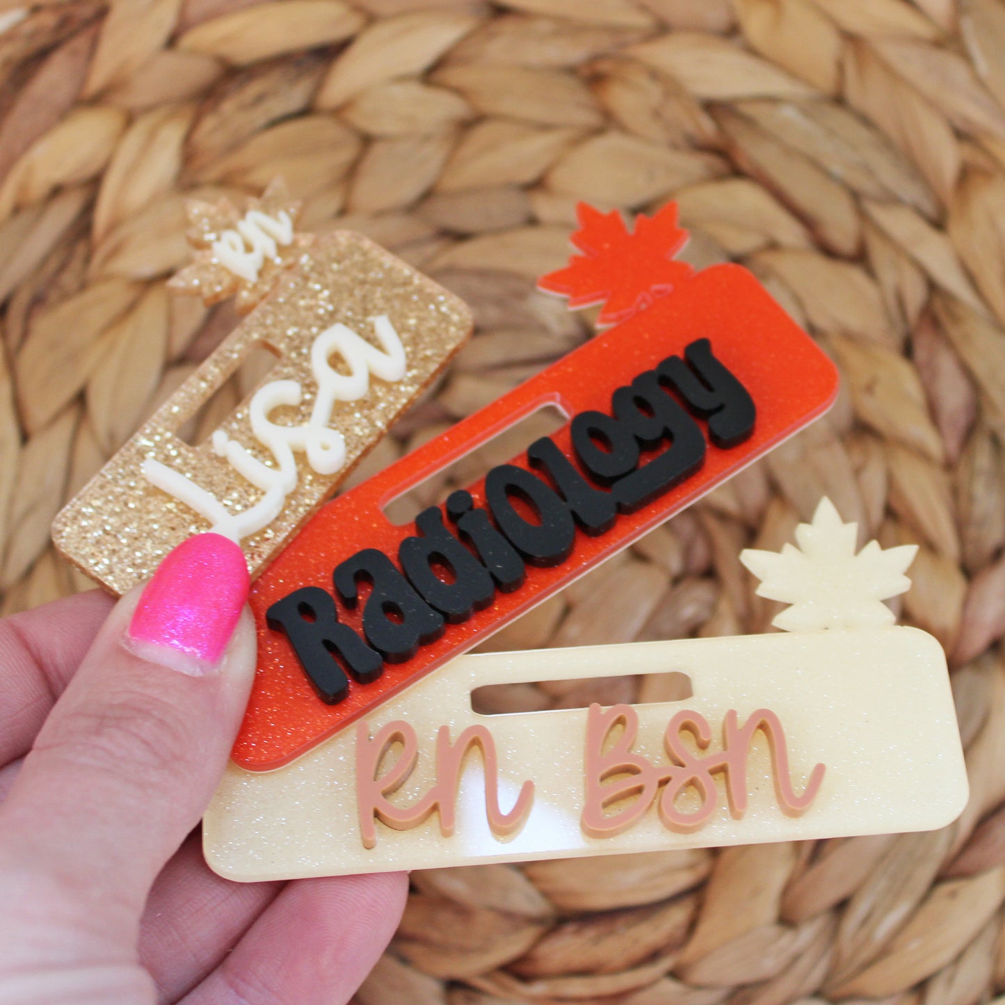 Leaf Acrylic Badge Topper