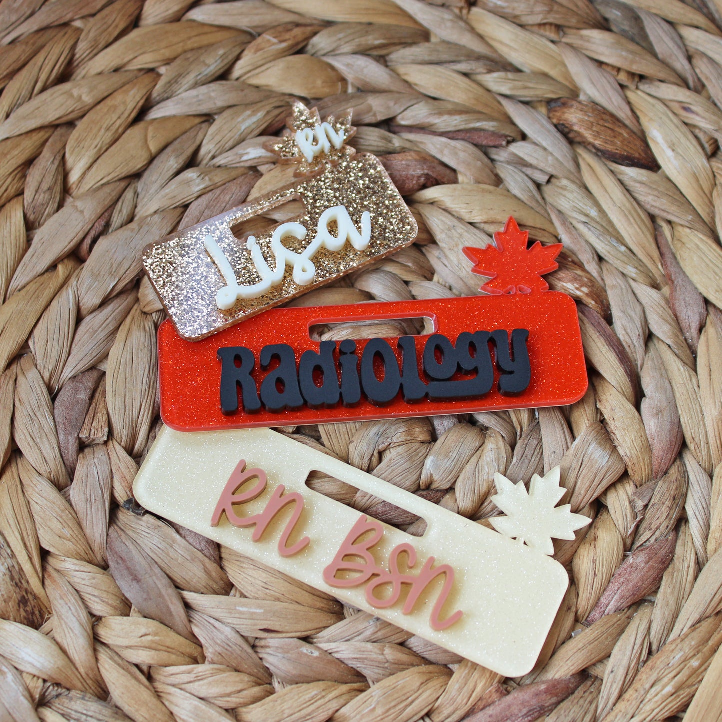 Leaf Acrylic Badge Topper