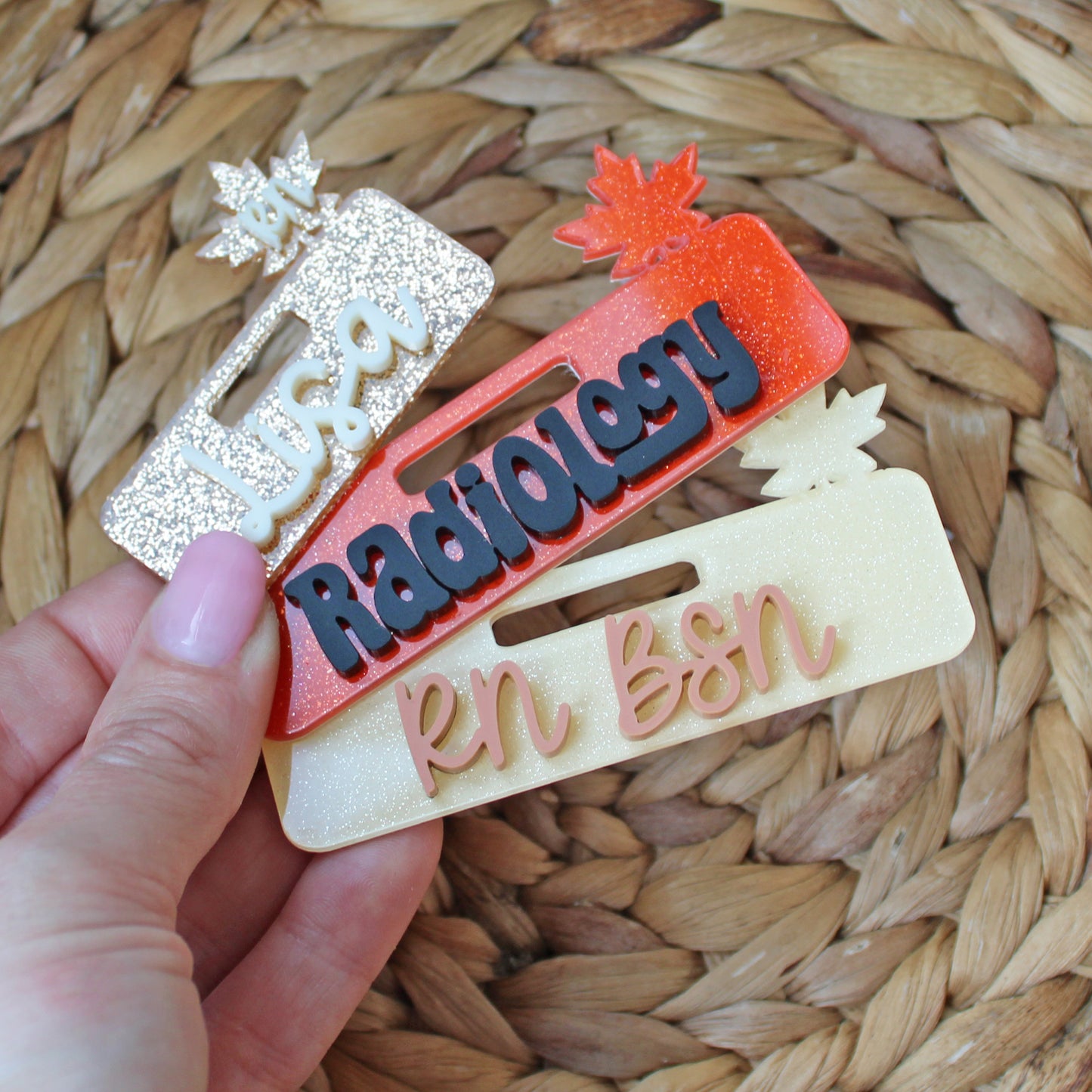 Leaf Acrylic Badge Topper