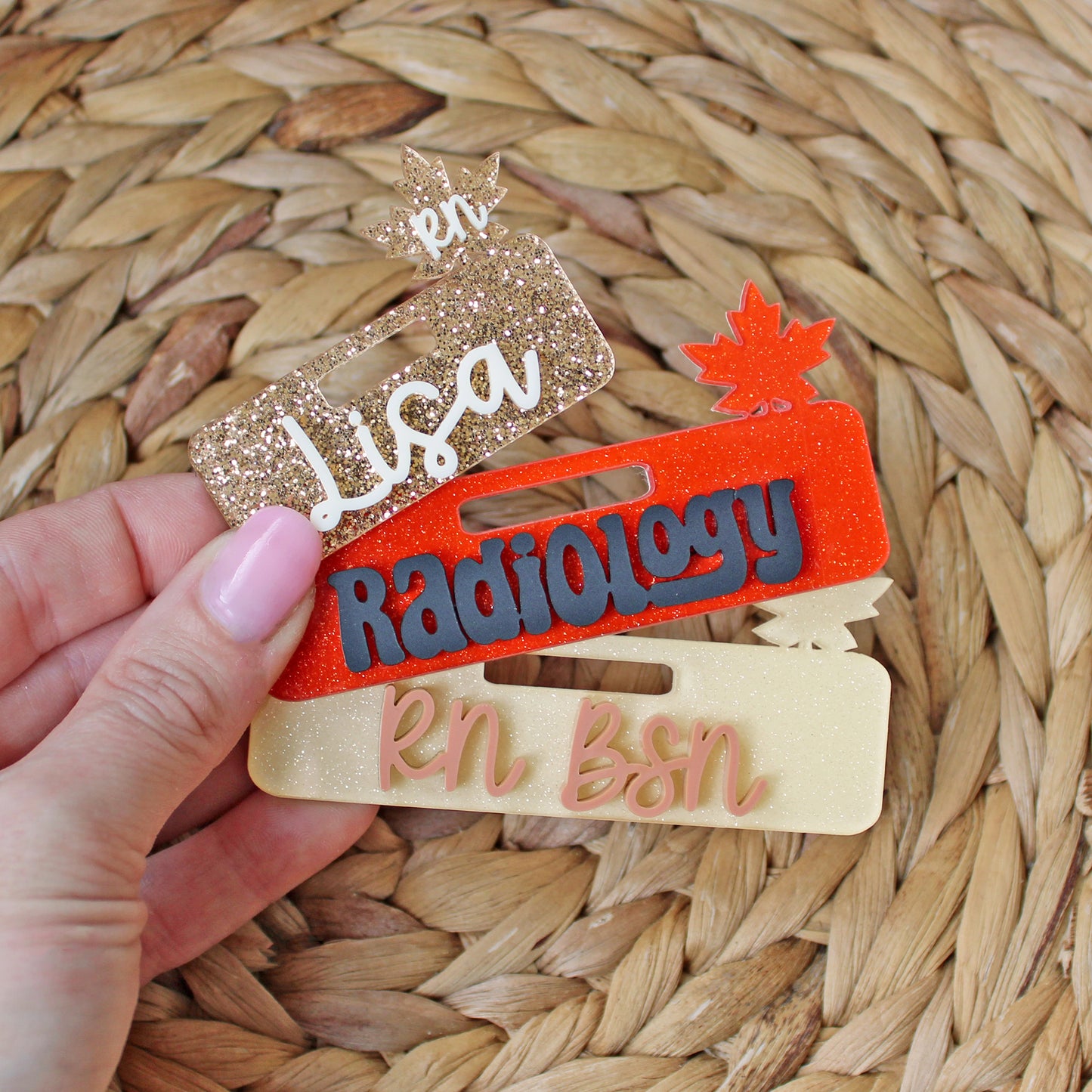 Leaf Acrylic Badge Topper