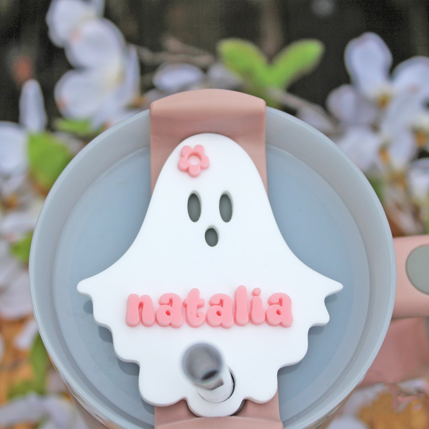 Ghost Stanley Name Plate- With Flower