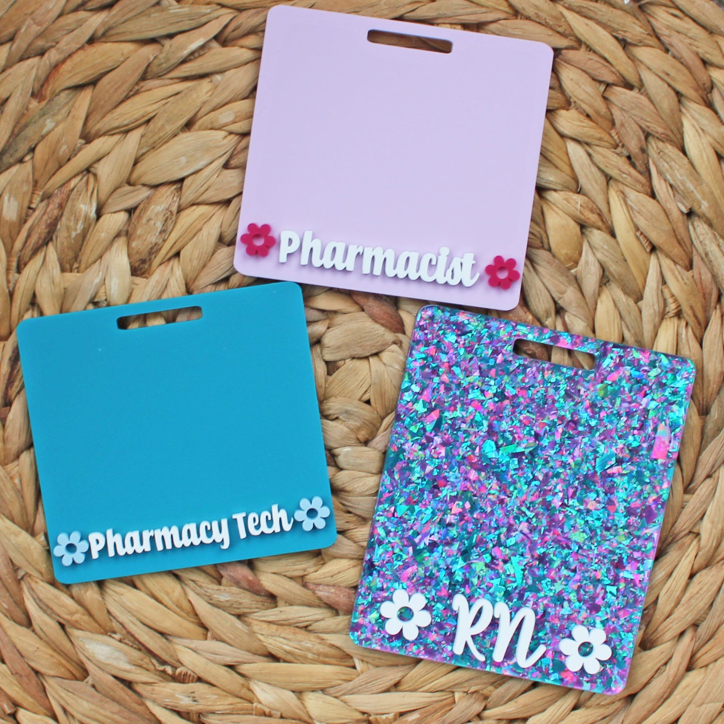 Flower Custom Acrylic Badge Buddy, with Extended sizes