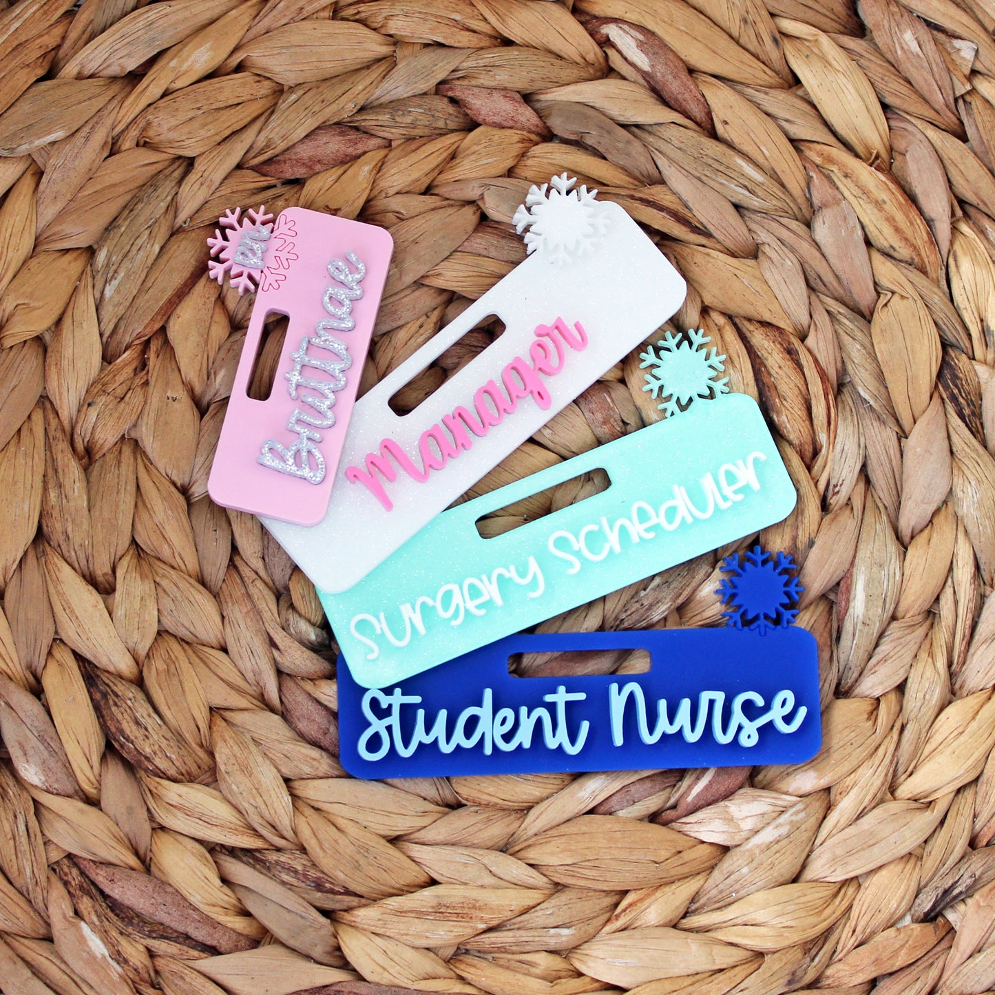 Snowflake Custom Acrylic Badge Topper