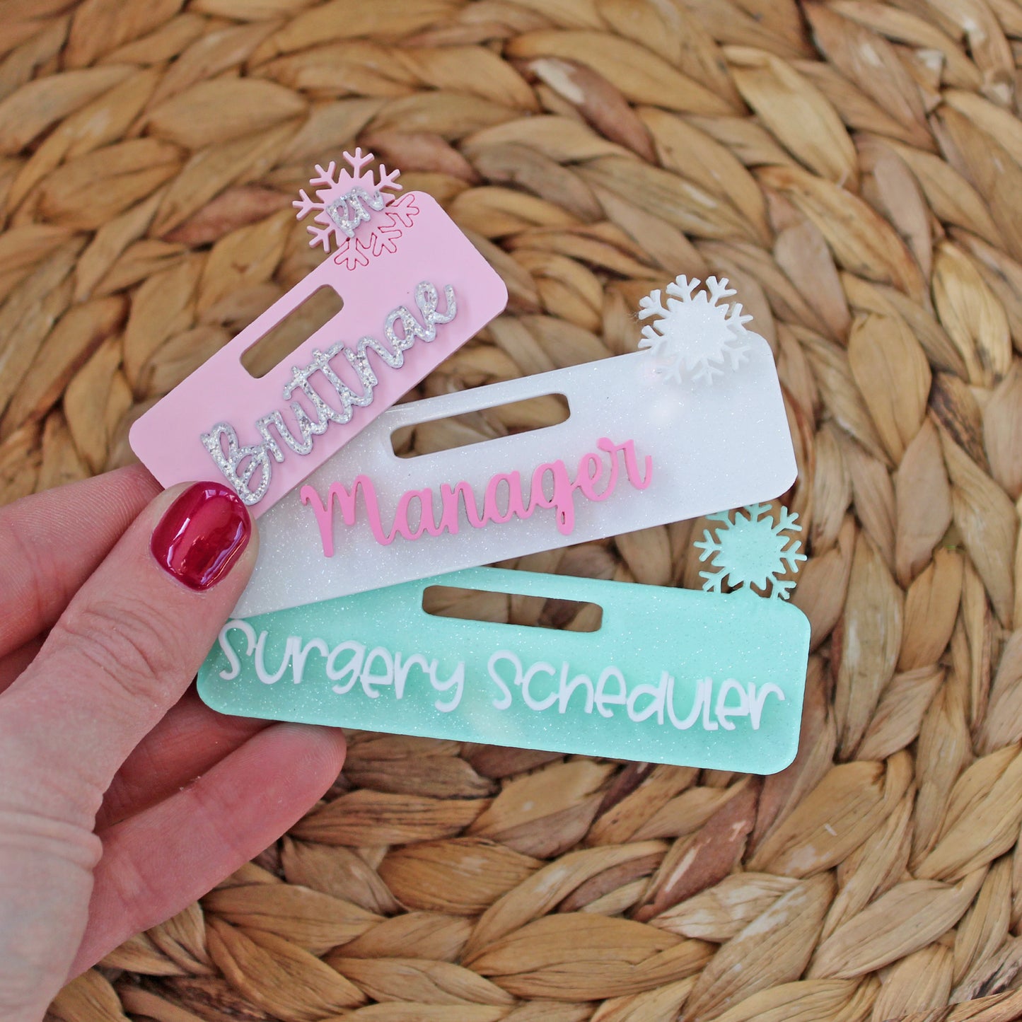 Snowflake Custom Acrylic Badge Topper