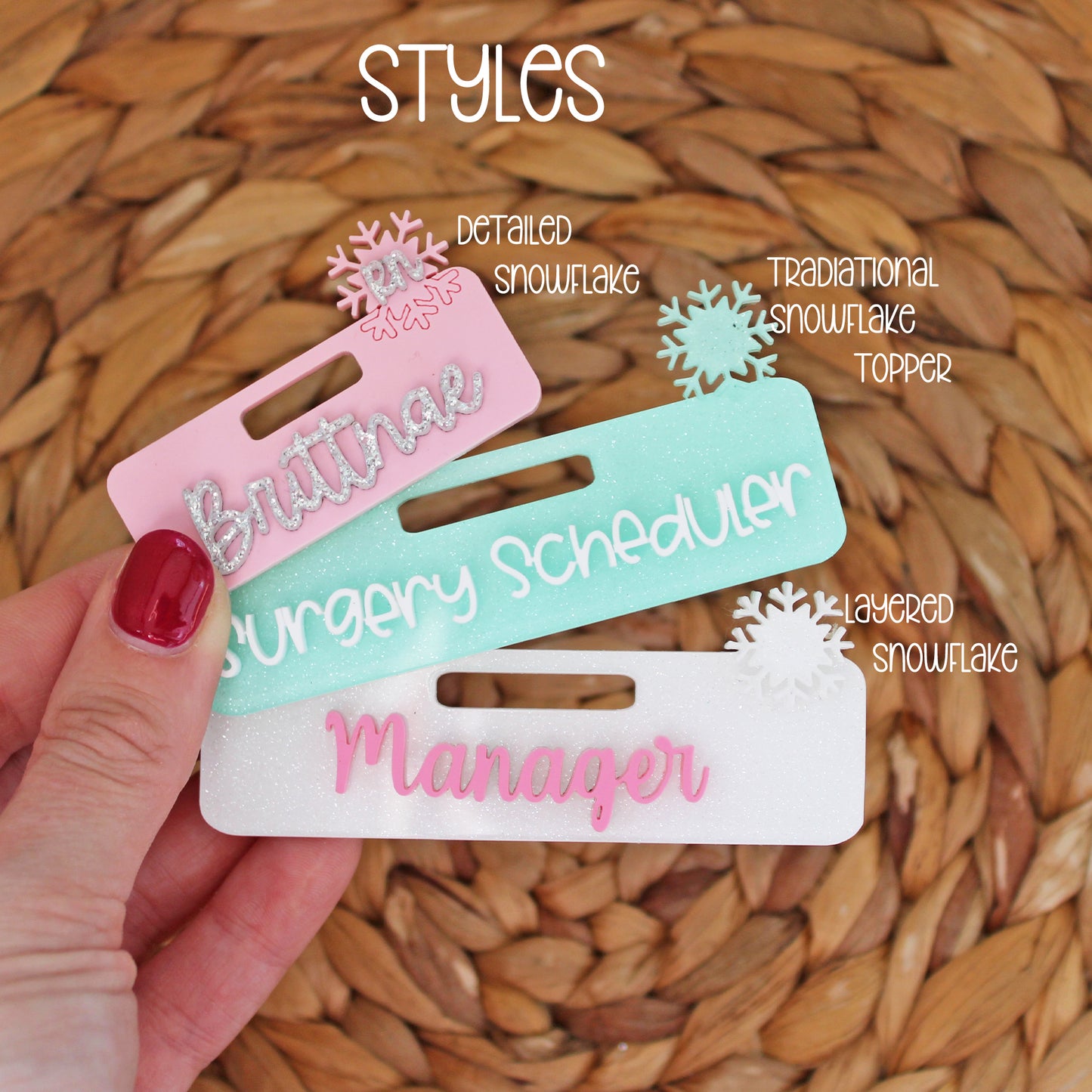 Snowflake Custom Acrylic Badge Topper