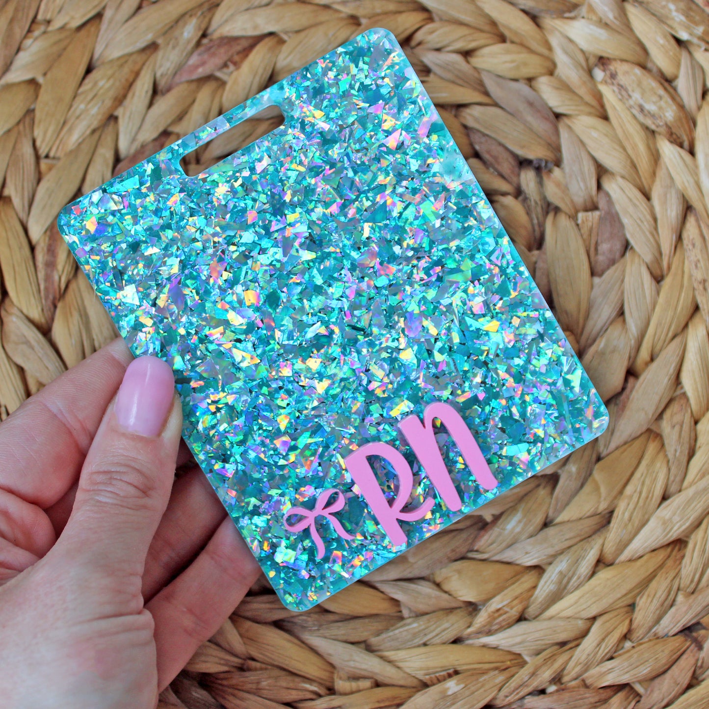 Bow Custom Acrylic Badge Buddy, with Extended sizes