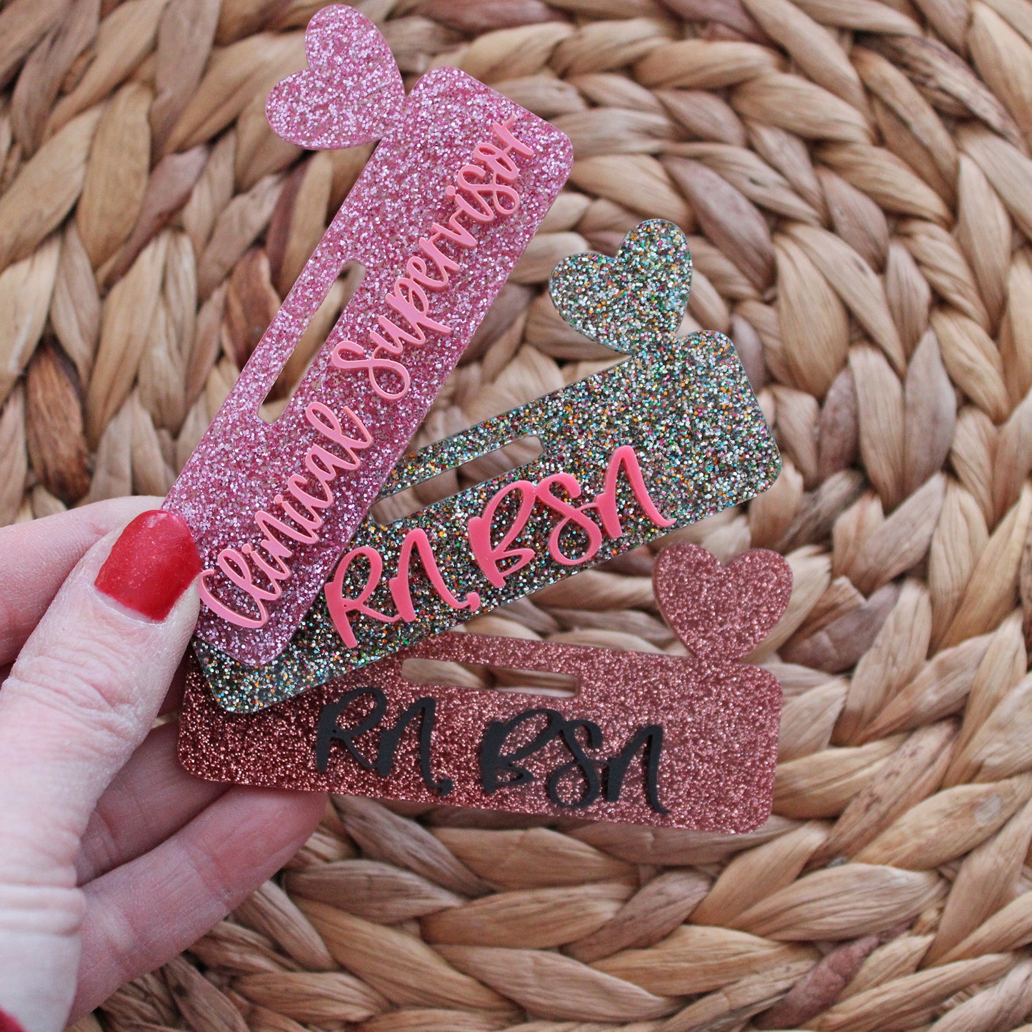 Custom Acrylic Badge Topper With Heart