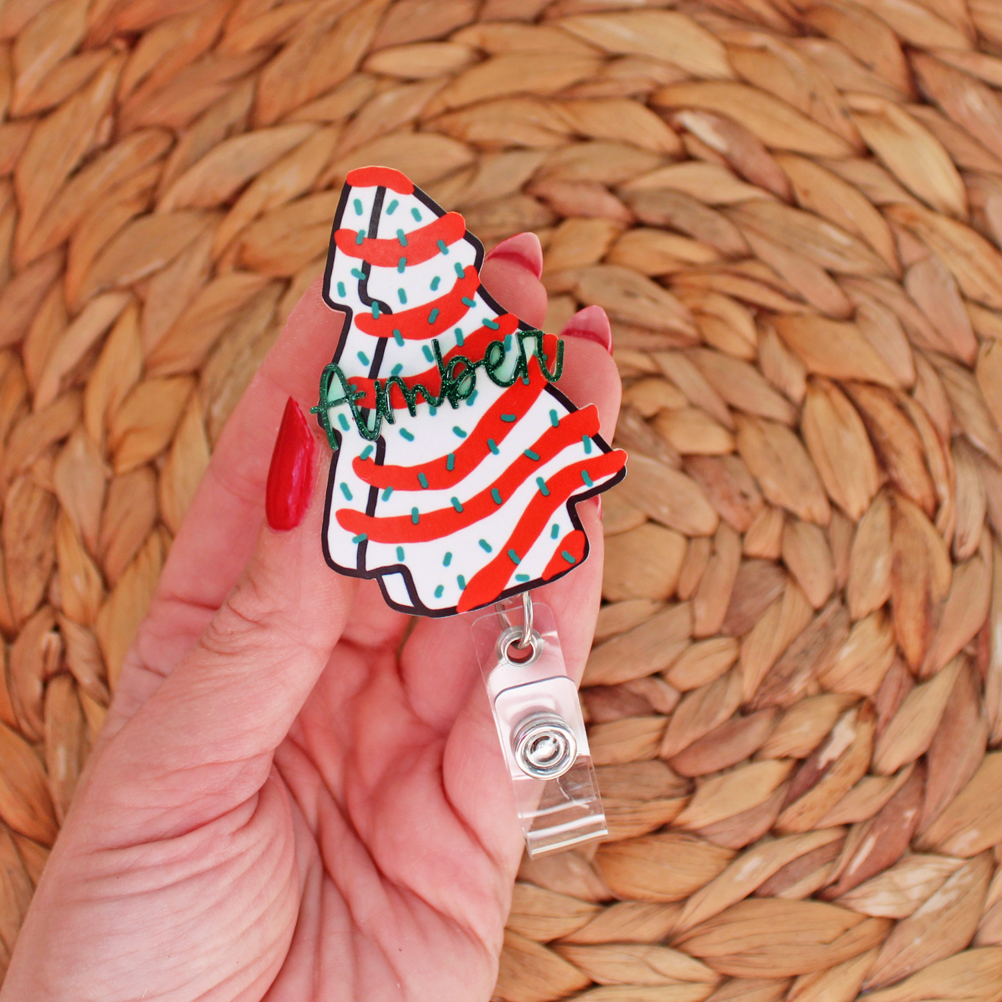 Christmas Cake Custom Badge Reel