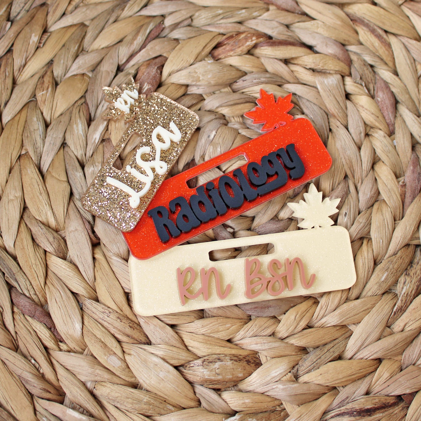 Leaf Acrylic Badge Topper