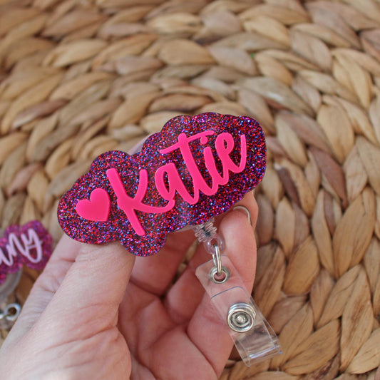 Name Badge Reel With Heart