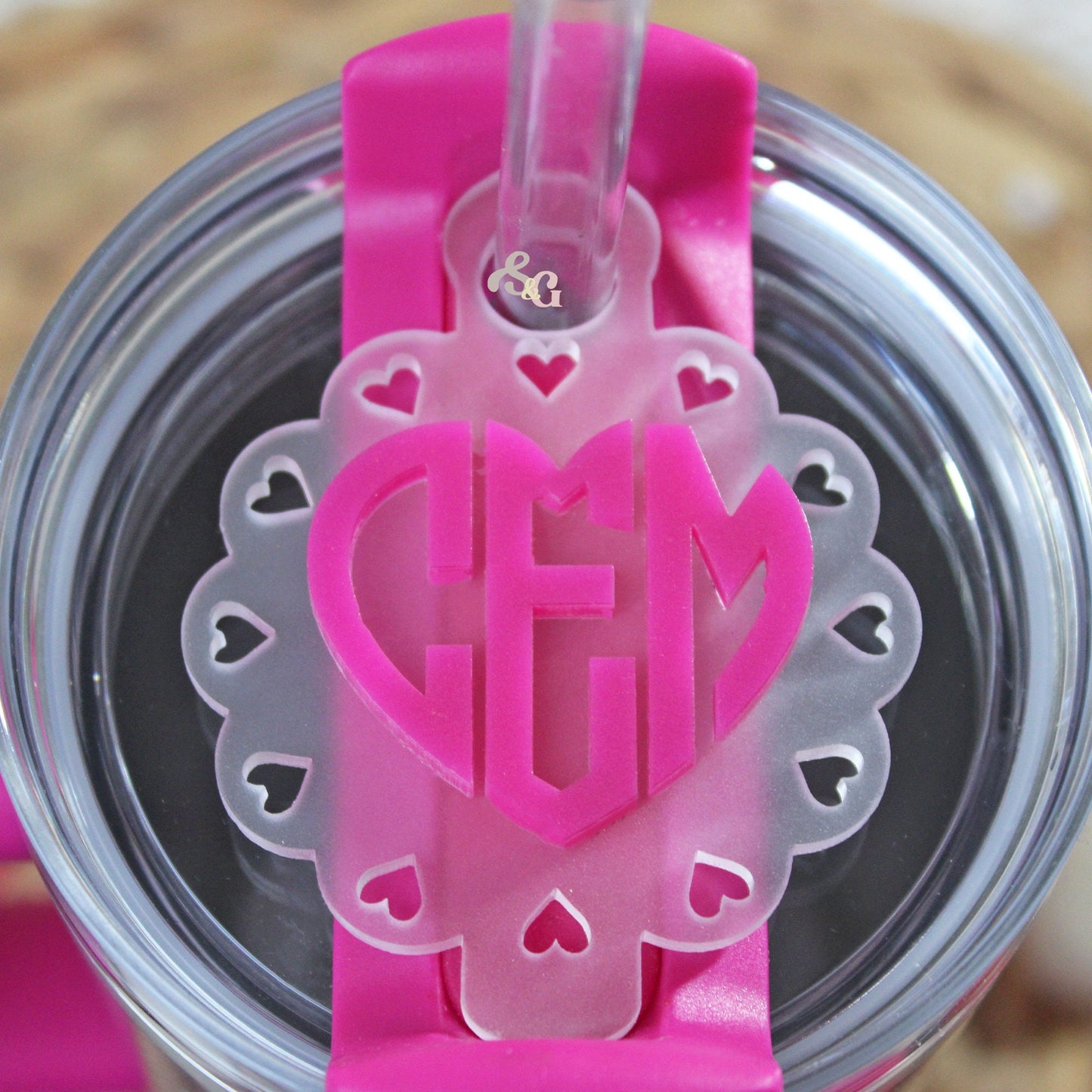 Monogram Stanley Name Plate, Scallop with hearts