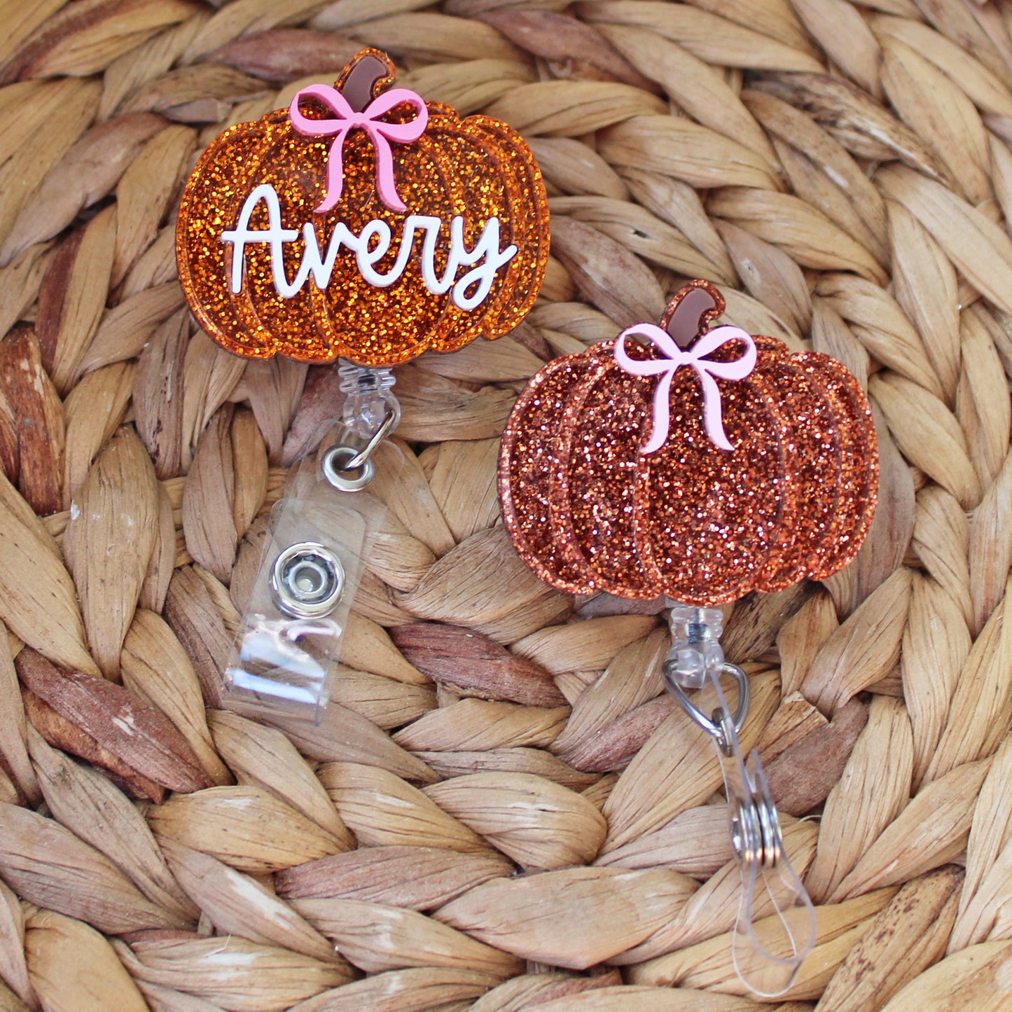 Pumpkin With Bow Badge Reel