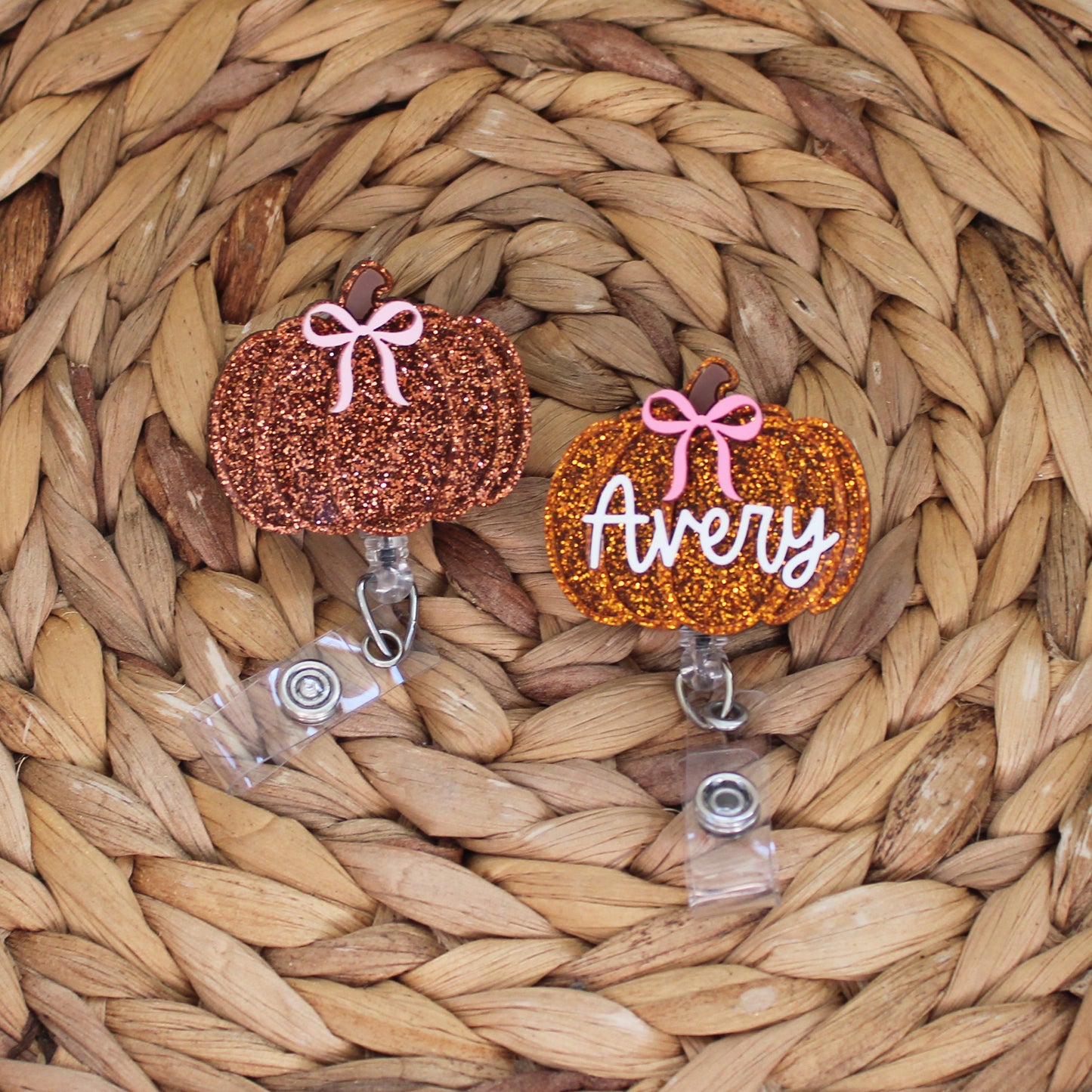 Pumpkin With Bow Badge Reel