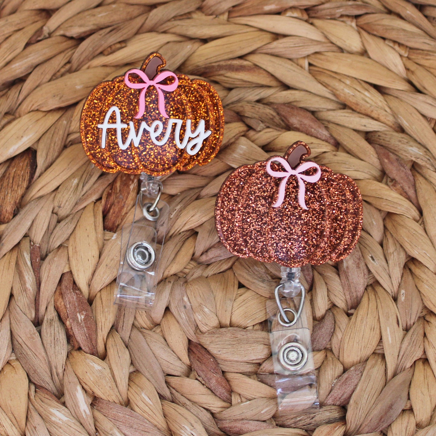 Pumpkin With Bow Badge Reel