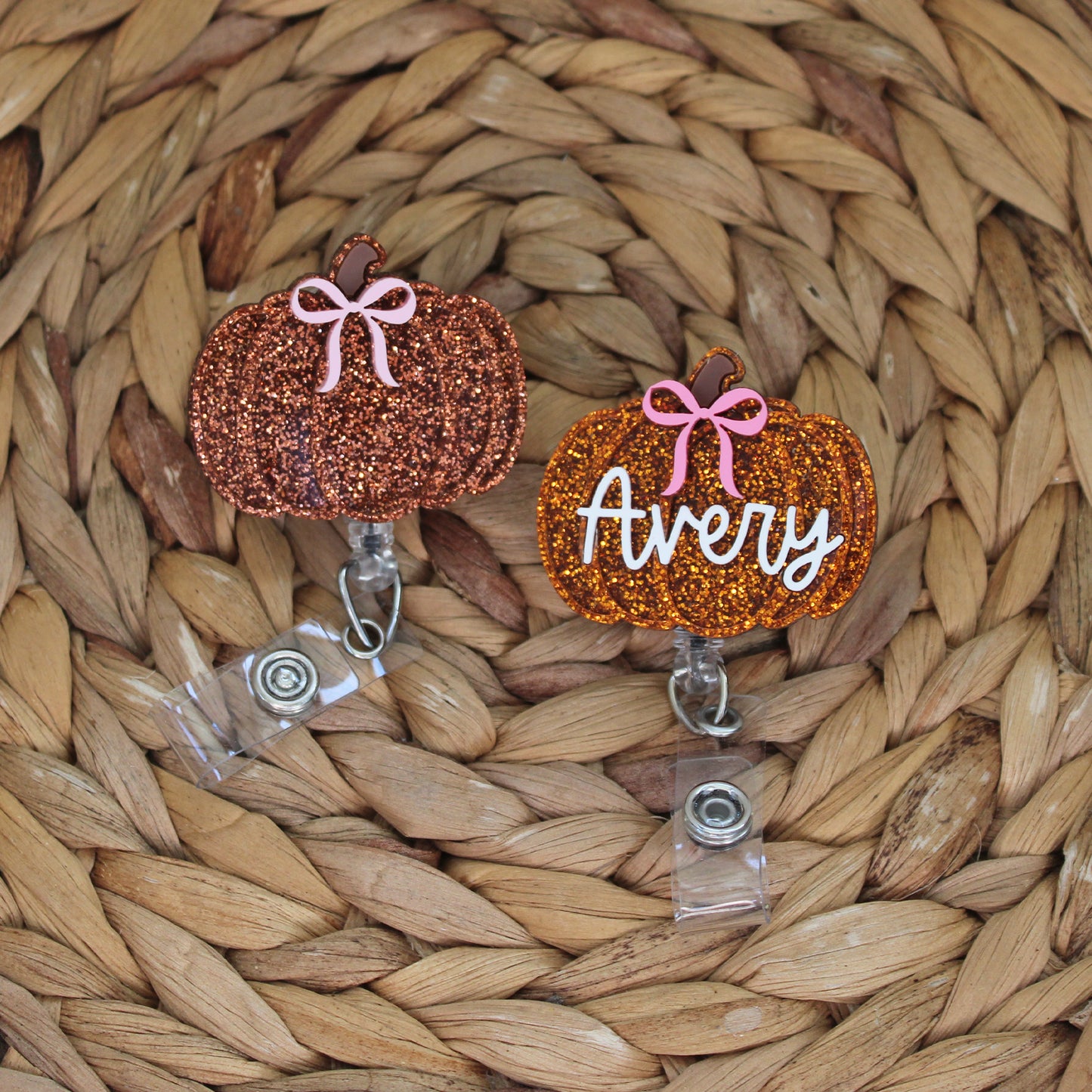 Pumpkin With Bow Badge Reel