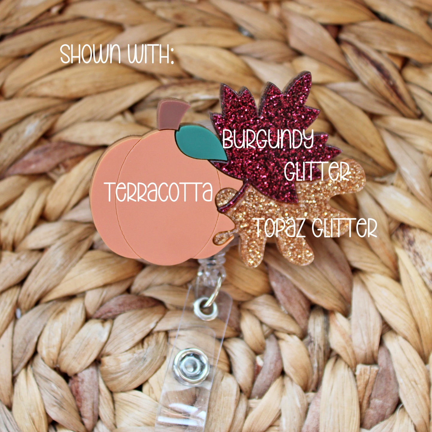 Pumpkin With Leaves Badge Reel