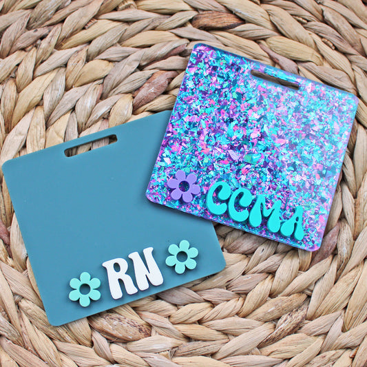 Flower Custom Acrylic Badge Buddy, with Extended sizes