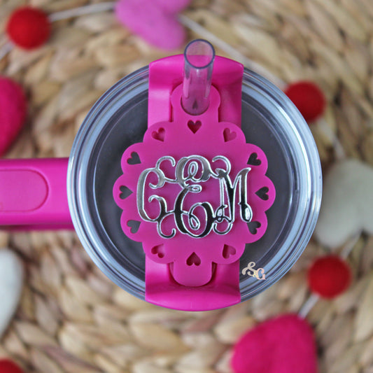 Monogram Stanley Name Plate, Scallop with hearts