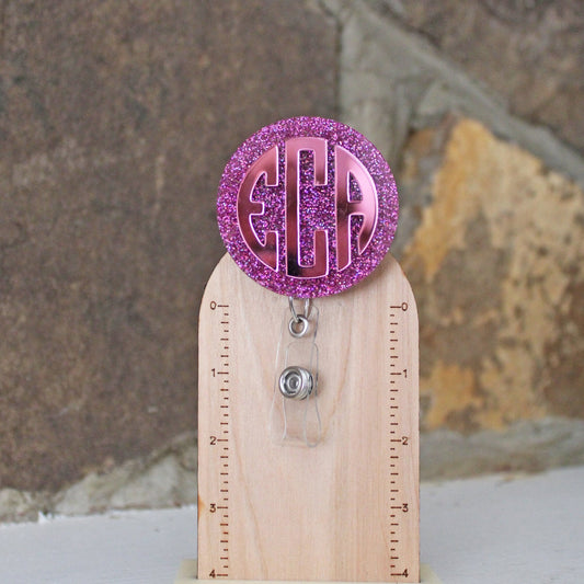 monogram badge reel