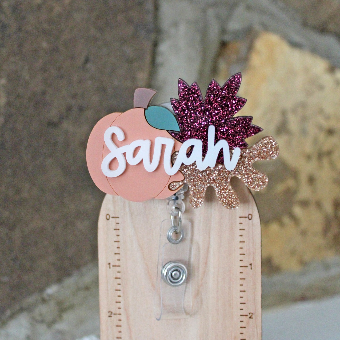 Pumpkin With Leaves Badge Reel
