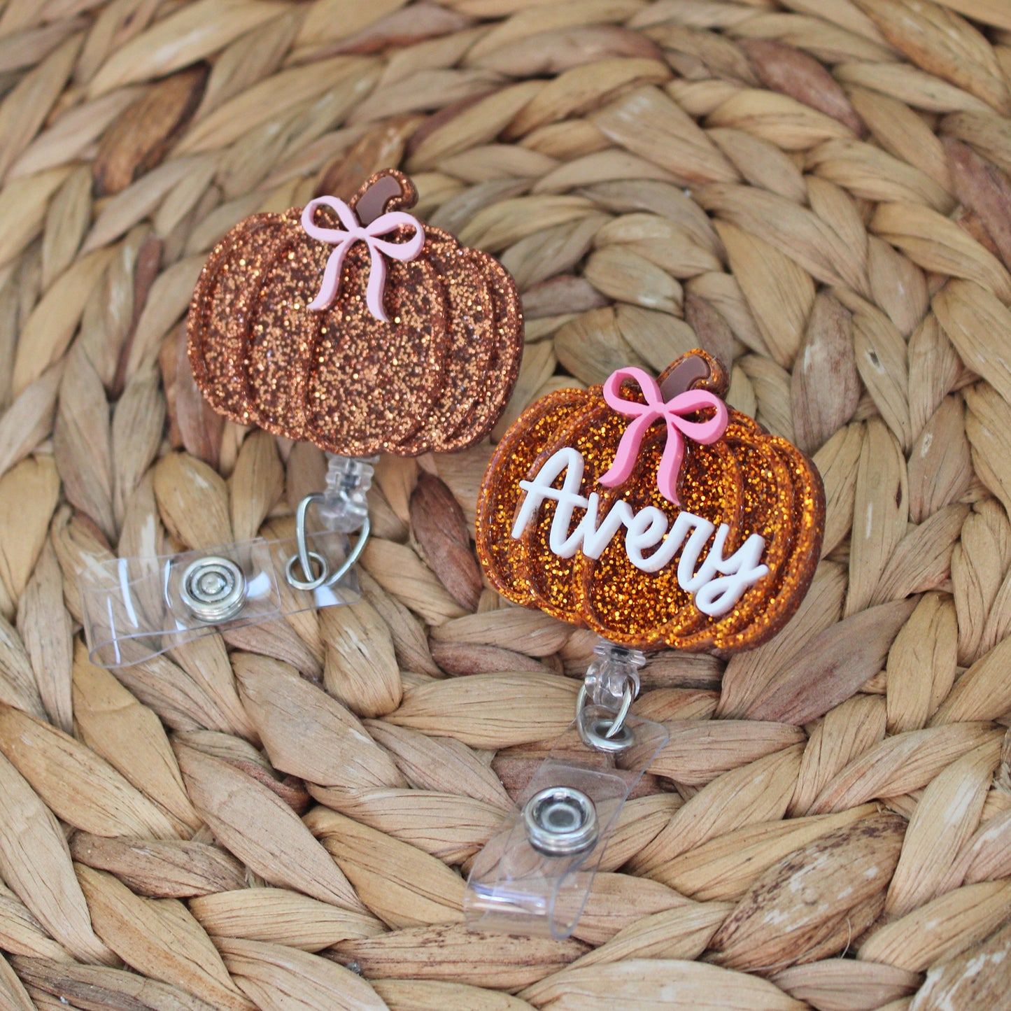 Pumpkin With Bow Badge Reel