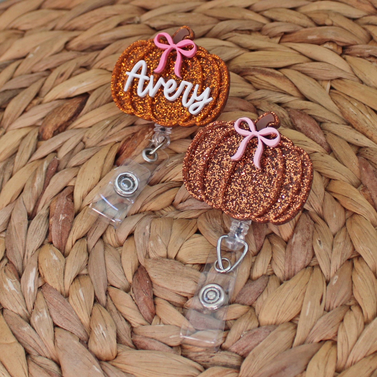 Pumpkin With Bow Badge Reel