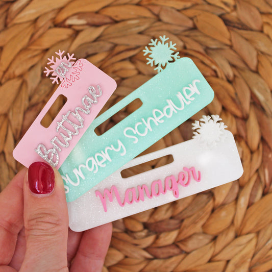 Snowflake Custom Acrylic Badge Topper