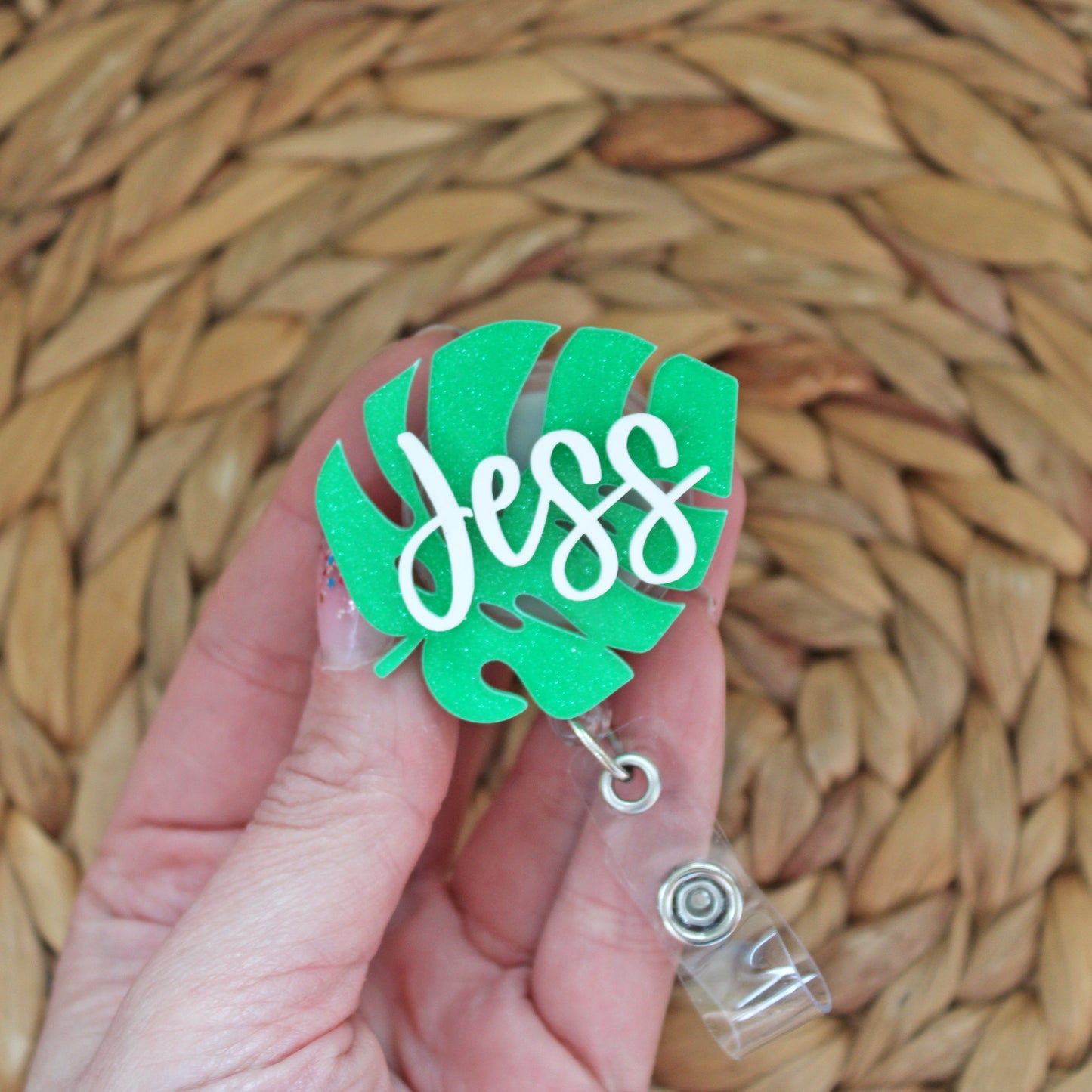 Monstera Tropical Leaf Badge Reel