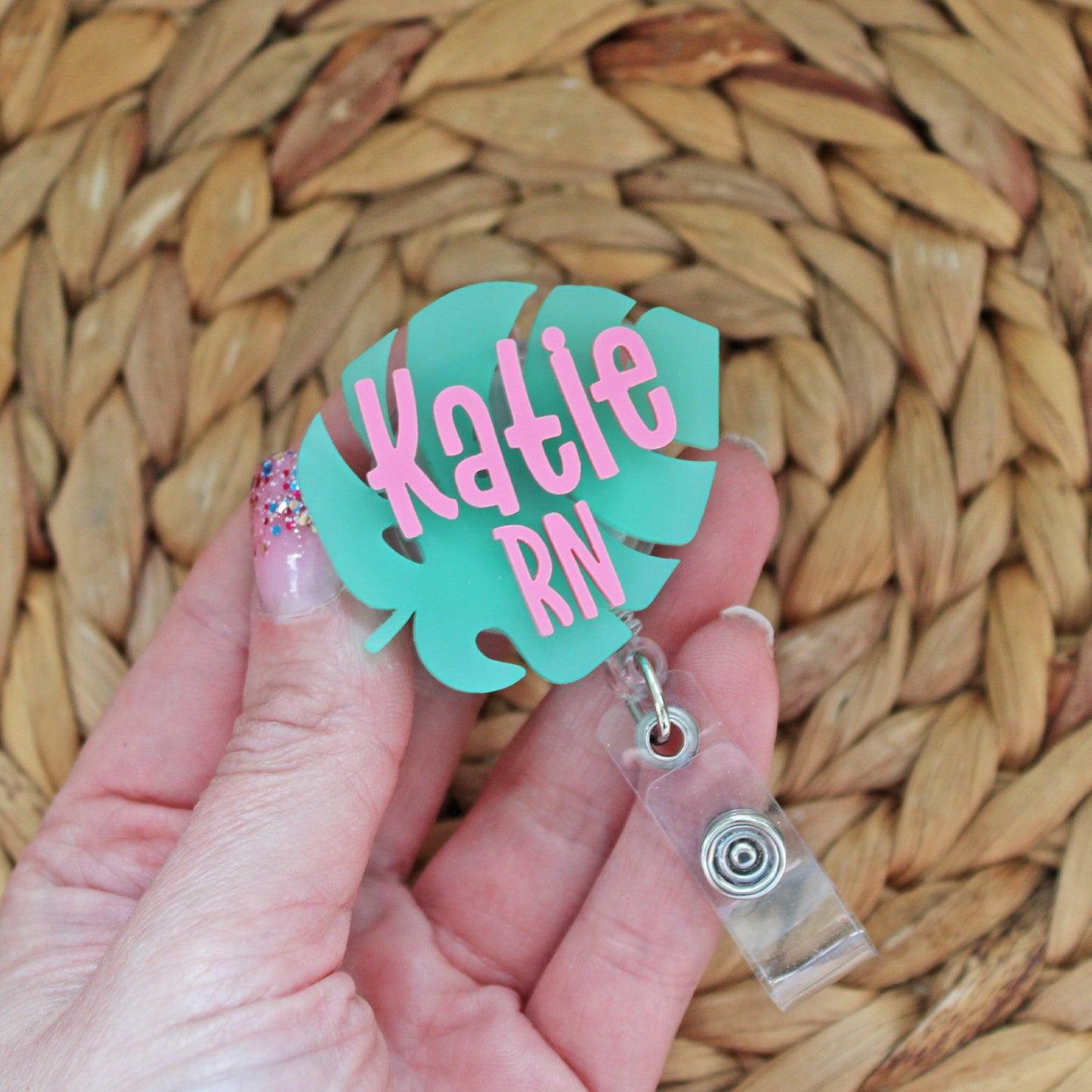 Monstera Tropical Leaf Badge Reel