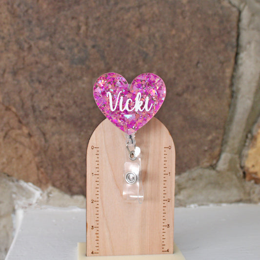 Engraved Heart Badge Reel